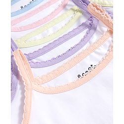 Bonfino Cotton Elastane Knit Sleeveless Solid Colour Slips with Contrast Lace Detailing Pack of 5 - White