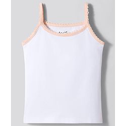 Bonfino Cotton Elastane Knit Sleeveless Solid Colour Slips with Contrast Lace Detailing Pack of 5 - White