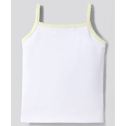 Bonfino Cotton Elastane Knit Sleeveless Solid Colour Slips with Contrast Lace Detailing Pack of 5 - White