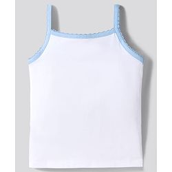 Bonfino Cotton Elastane Knit Sleeveless Solid Colour Slips with Contrast Lace Detailing Pack of 5 - White