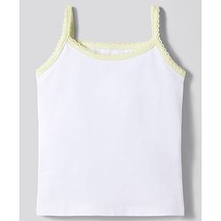 Bonfino Cotton Elastane Knit Sleeveless Solid Colour Slips with Contrast Lace Detailing Pack of 5 - White