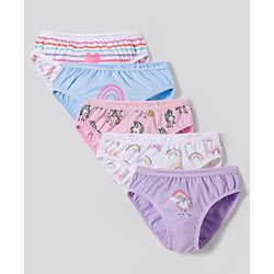 Bonfino Cotton Elastane Knit Unicorn & Striped Panties Pack of 5- Multicolour