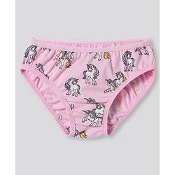 Bonfino Cotton Elastane Knit Unicorn & Striped Panties Pack of 5- Multicolour