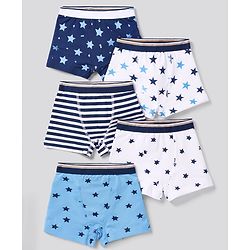 Bonfino Cotton Elastane Knit Trunks with Star Print Pack of 5 - Multicolor