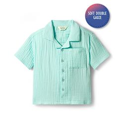 Bonfino 100% Cotton Woven Half Sleeves Resort Collar Solid Shirt - Mint