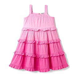 Bonfino 100% Cotton Woven Sleeveless Dress with Ombre Wash Effects & Floral Embroidery - Pink