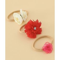Bonfino Headbands With Floral Applique Pack of 3 - Multicolor