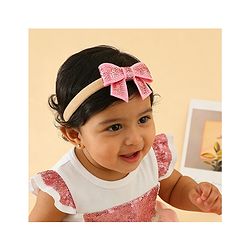 Bonfino Headbands With Bow Applique Pack of 3 - Pink & Cream