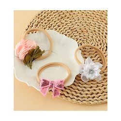 Bonfino Headbands With Bow Applique Pack of 3 - Pink & Cream