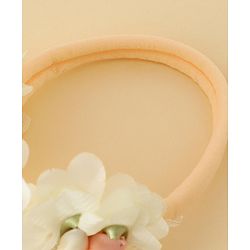 Bonfino Free Size Headband With Floral Applique & Booties - Yellow