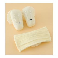 Bonfino Free Size Headband With Floral Applique & Booties Set - Yellow