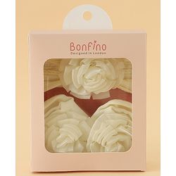 Bonfino Free Size Headband With Floral Applique & Booties Set - Yellow