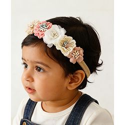 Bonfino Free Size Headband With Floral Applique - Multicolour