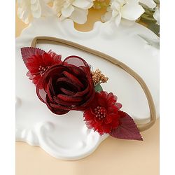 Bonfino Headband with Floral Applique Free Size - Red
