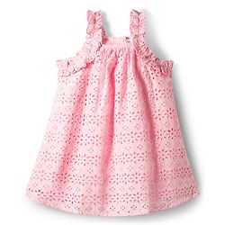 Bonfino 100% Cotton Woven Sleeveless A Line Schiffli Dress With Floral Design - Light Pink
