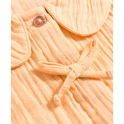 Bonfino 100% Cotton Double Gauze Woven Half Sleeves Solid Top & Shorts Set - Peach