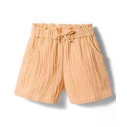 Bonfino 100% Cotton Double Gauze Woven Half Sleeves Solid Top & Shorts Set - Peach
