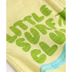 Bonfino 100% Cotton Knit Full Sleeves Footed Sleepsuits with Beach Print Pack of 2 - White & Yellow