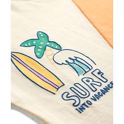 Bonfino 100% Cotton Knit Drop Shoulder Oversized T-Shirt & Shorts Set With Surf Print - Multicolor