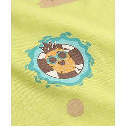 Bonfino 100% Cotton Slub Knit Drop Shoulder Half Sleeves Oversized T-Shirt & Cargo Shorts Set With Beach Theme Print - Light Green & White