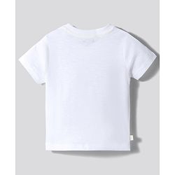 Bonfino 100% Cotton Knit Half Sleeves T-Shirt & Cargo Shorts Set With Beach Print - White & Yellow