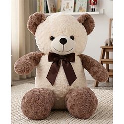 Bonfino Plush Teddy Bear with Bow Soft Toy 100cm  Huggable Stuffed Teddy|Premium Rose Fabric Enhances Imagination & Emotiona Growth Perfect for Snuggles, Play & Gifting|BIS Certified  - White & Brown
