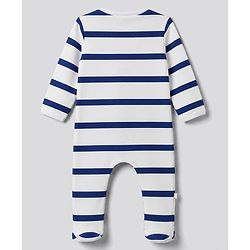 Bonfino 100% Cotton Knit Full Sleeves Striped & Animal Printed Sleepsuits Pack Of 3 - Light Blue
