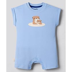 Bonfino 100% Cotton Knit Sleeveless Striped & Animal Printed Rompers Pack Of 5 - Light Blue Yellow & White