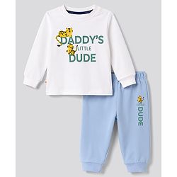 Bonfino 100% Cotton Knit Full Sleeves T-Shirt & Pyjama Night Suit With Text Print - Multicolor