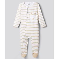 Bonfino 100% Cotton Knit Full Sleeves Star & Text Printed Sleepsuits With Patch Pack Of 5 - Multicolor