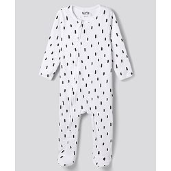 Bonfino 100% Cotton Knit Full Sleeves Star & Text Printed Sleepsuits With Patch Pack Of 5 - Multicolor