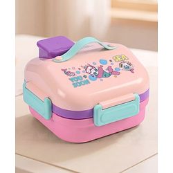 Bonfino Kids Insulated House Shape Stainless Steel Lunch Box 750ml + 150ml - Pink | 3 Compartments with Multi-Section Tray| Dip Container| Spoon with Smart Slot| BPA-Free | School & Travel Friendly