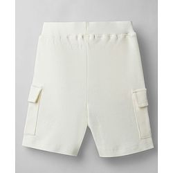 Bonfino 100% Cotton Knit Half Sleeves Striped & Vehicles Printed Oversized T-Shirt & Solid Cargo Shorts Set - White