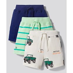 Bonfino 100% Cotton Knit Above Knee Length Printed Shorts Pack of 3- Multicolor
