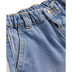 Bonfino Disney Denim Full Length Washed Jeans With Mickey Mouse Graphic - Light Blue