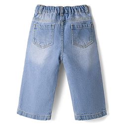 Bonfino Disney Denim Full Length Washed Jeans With Mickey Mouse Graphic - Light Blue