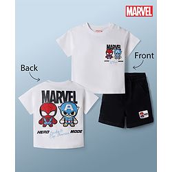 Bonfino Marvel 100% Cotton Knit Half Sleeves T-Shirt & Shorts Set With Spider Man Graphics - Multicolor