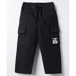 Bonfino Disney Denim Full Length Jeans With Cargo Pockets & Micky Mouse Patch - Black