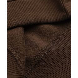 Bonfino Cotton Knit Fleece Oversized Drop Shoulder Full Sleeves Winter Sweatshirt and Joggers Set With Santa & Text Print - Brown