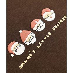Bonfino Cotton Knit Fleece Oversized Drop Shoulder Full Sleeves Winter Sweatshirt and Joggers Set With Santa & Text Print - Brown
