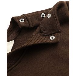 Bonfino Cotton Knit Fleece Oversized Drop Shoulder Full Sleeves Winter Sweatshirt and Joggers Set With Santa & Text Print - Brown