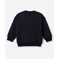 Bonfino Cotton Mixes Fleece Knit Full Drop Shoulder Sleeves Oversized Sweatshirt and Jogger Winter Wear Set with San Diego Print & Kangaroo Pocket - Navy Blue