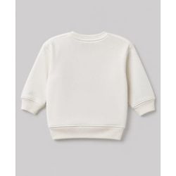 Bonfino Fleece Knit Full Sleeves Oversized Drop Shoulder Winter Wear Suit Bear & Text Print - Off White