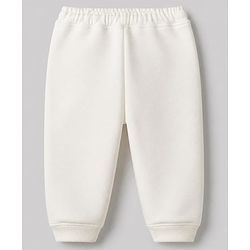 Bonfino Fleece Knit Full Sleeves Oversized Drop Shoulder Winter Wear Suit Bear & Text Print - Off White