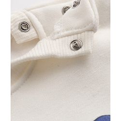 Bonfino Fleece Knit Full Sleeves Oversized Drop Shoulder Winter Wear Suit Bear & Text Print - Off White