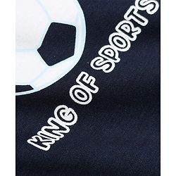 Bonfino Cotton Knit Fleece Full Sleeves Oversized Drop Shoulder Color Block Sweatshirt and Jogger Set With Football Print - Navy Blue