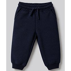 Bonfino Cotton Knit Fleece Full Sleeves Oversized Drop Shoulder Color Block Sweatshirt and Jogger Set With Football Print - Navy Blue