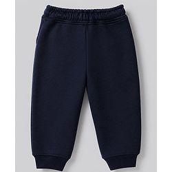 Bonfino Cotton Knit Fleece Full Sleeves Oversized Drop Shoulder Color Block Sweatshirt and Jogger Set With Football Print - Navy Blue