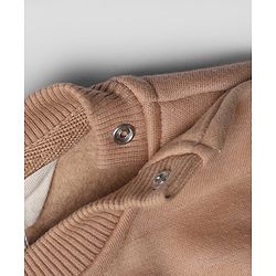 Bonfino Cotton Fleece Knit Full Sleeves Oversized Drop Shoulder Winter Sweatshirt and Jogger Set with Animal & Text Print - Beige