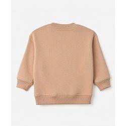 Bonfino Cotton Fleece Knit Full Sleeves Oversized Drop Shoulder Winter Sweatshirt and Jogger Set with Animal & Text Print - Beige